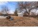 Spacious backyard featuring a shed, a firepit, and a patio area, great for outdoor activities at 8140 Pennsylvania Way, Denver, CO 80229