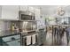 Modern kitchen with stainless steel appliances and tile backsplash at 550 E 12Th Ave # 509, Denver, CO 80203