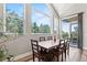 Dining room with a wood table and large windows offering backyard views at 6532 S Tempe St, Aurora, CO 80016