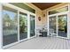 Covered patio features stone accents, outdoor seating, and sliding glass doors for indoor/outdoor living at 6532 S Tempe St, Aurora, CO 80016