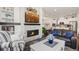 Bright, open-concept living space featuring a fireplace, and seamless flow to the kitchen at 25049 E Alder Dr, Aurora, CO 80016
