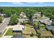 Aerial view of property in mature neighborhood highlighting backyard with patio and convenient location at 2714 S Raleigh St, Denver, CO 80236