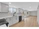 Bright, modern kitchen featuring white cabinetry, quartz countertops, and stainless steel appliances at 8694 E Eastman Ave, Denver, CO 80231