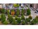 Aerial view of townhouses with tree-lined street at 1804 Little Raven St, Denver, CO 80202