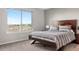 Serene bedroom with a large window offering natural light and a view, along with plush carpeting at 21851 Omaha Ave, Parker, CO 80138