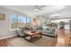 Bright living room with large windows, comfortable sofas, and an open kitchen concept at 21851 Omaha Ave, Parker, CO 80138