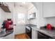 Efficient kitchen featuring stainless countertops, white cabinets, and an undermount microwave at 1282 S Sherman St, Denver, CO 80210