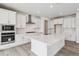 Beautiful kitchen featuring white cabinets, stainless steel appliances, large island, and modern finishes at 24788 E 40Th Ave, Aurora, CO 80019