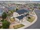 Stunning aerial view of a two-story home with a three-car garage in a scenic neighborhood at 2463 Tavern Way, Castle Rock, CO 80104