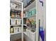Organized pantry with shelves filled with storage containers, boxes and baskets at 2463 Tavern Way, Castle Rock, CO 80104