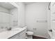 Bathroom with vanity, toilet, and shower/tub combo at 487 Interlocken Blvd # 304, Broomfield, CO 80021