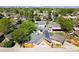 Aerial view of the property showcasing the house, backyard, detached garage, and landscaping at 3550 Eudora St, Denver, CO 80207