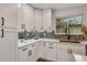 Modern kitchen with white cabinets, granite countertops, stainless steel appliances and a view from the window at 3550 Eudora St, Denver, CO 80207
