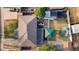 Aerial view of the property showing the roof, backyard, gazebo, and surrounding landscape at 724 Ursula St, Aurora, CO 80011