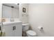 Fresh powder room features a modern vanity, toilet, and stylish decor at 3970 S Syracuse Way, Denver, CO 80237