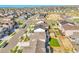 An aerial view shows a neighborhood with neatly lined houses and well-kept yards on a clear, sunny day at 4644 Hatcher Dr, Brighton, CO 80601