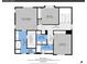 Upstairs floorplan displays bedrooms, bathrooms, laundry, and a hall at 4644 Hatcher Dr, Brighton, CO 80601