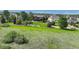 Aerial view of a backyard and home backing to green space at 6078 Bridle Path Ln, Parker, CO 80134