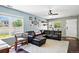 Cozy living room with a comfortable leather sectional and abundant natural light at 5552 Odessa St, Denver, CO 80249