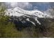 Scenic view of peak with some remaining snow and lush green forest at 218 Highland Ter, Breckenridge, CO 80424