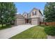 Charming two-story home with a three-car garage, well-manicured lawn, and inviting curb appeal at 14058 Elizabeth St, Thornton, CO 80602