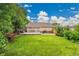 Expansive backyard featuring a well-maintained lawn, mature trees, and a deck area perfect for outdoor gatherings at 13112 Summit Grove Pkwy, Thornton, CO 80241