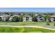 Scenic aerial view of a neighborhood showcasing various homes with lush green spaces at 15088 Verbena St, Thornton, CO 80602