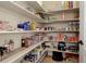 Well-stocked pantry with ample shelving to accommodate groceries, drinks, and small appliances at 15088 Verbena St, Thornton, CO 80602
