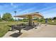 Community picnic area featuring covered tables and grills surrounded by open green space and mature trees at 13950 E Oxford Pl # A-104, Aurora, CO 80014
