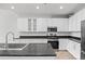 Modern kitchen with stainless steel appliances, granite countertops, and an island with a sink at 7700 E 29Th Ave # 102, Denver, CO 80238