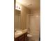 Neutral bathroom featuring a tub-shower combination and vanity sink at 213 Mesa St, Brighton, CO 80601