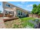 This backyard features a well-kept lawn, privacy fence, and outdoor dining area, creating a perfect spot for relaxing at 6139 Raleigh Cir, Castle Rock, CO 80104