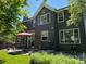A shaded backyard with patio and outdoor dining, ideal for enjoying meals and relaxing in nature at 16341 Maple Rock Ct, Parker, CO 80134