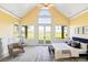 Spacious main bedroom with vaulted ceiling, large windows, and scenic views of the outside at 5101 Saint Vrain Rd, Longmont, CO 80503