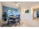 Inviting dining area with modern decor, ceiling fan, and easy access to other rooms at 14390 E Marina Dr # 403, Aurora, CO 80014
