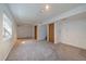 Spacious basement area with neutral carpeting, two doors, a window, and recessed lighting at 292 S Pembrook St, Castle Rock, CO 80104