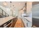 Contemporary kitchen with stainless steel appliances, stylish pendant lighting, and sleek white cabinetry with modern hardware at 427 Milwaukee St, Denver, CO 80206