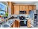 Modern kitchen with stainless steel appliances and light wood cabinets at 3805 Windriver Trl, Castle Rock, CO 80109