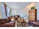 Spacious living room with leather sofas, coffee table, and large windows at 3805 Windriver Trl, Castle Rock, CO 80109