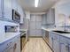 Modern kitchen with stainless steel appliances and gray cabinets at 14221 E 1St Dr # 304, Aurora, CO 80011