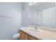 Simple bathroom featuring a vanity and walk in shower at 12711 Colorado Blvd # 1116, Thornton, CO 80241