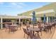 Outdoor deck with tables, chairs and umbrellas providing a space for outdoor dining at 720 S Clinton St # 1B, Denver, CO 80247