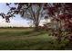 Scenic backyard view featuring a walking path surrounded by lush greenery and blossoming trees at 1126 S Davenport Ct, Erie, CO 80516