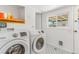 Laundry room with modern washer and dryer and ample counter space at 4476 S Lincoln St, Englewood, CO 80113