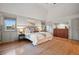 Spacious main bedroom featuring wood floors, neutral walls and ceiling and windows for natural light at 10849 E Crestridge Cir, Englewood, CO 80111