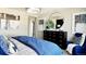 Inviting bedroom featuring modern decor, dresser with round mirror, and comfortable blue armchair at 14877 Arbor W Blvd, Thornton, CO 80602