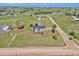 Overhead view of rural property with home, outbuilding, and acreage, perfect for peaceful living at 1740 Territory Cir, Parker, CO 80138
