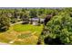 Areal view of backyard features, including a patio, flower garden and lush lawn at 5350 Yellowstone St, Bow Mar, CO 80123