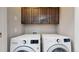 Efficient laundry room with modern washer and dryer for convenient chores at 8742 E 47Th Ave, Denver, CO 80238