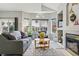 Inviting living area featuring a cozy fireplace and ample natural light at 12610 E Wesley Pl, Aurora, CO 80014